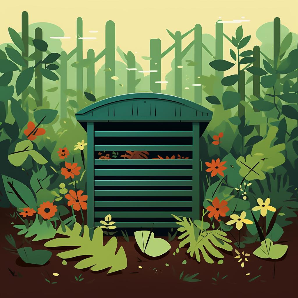 Compost bin in a shaded garden spot